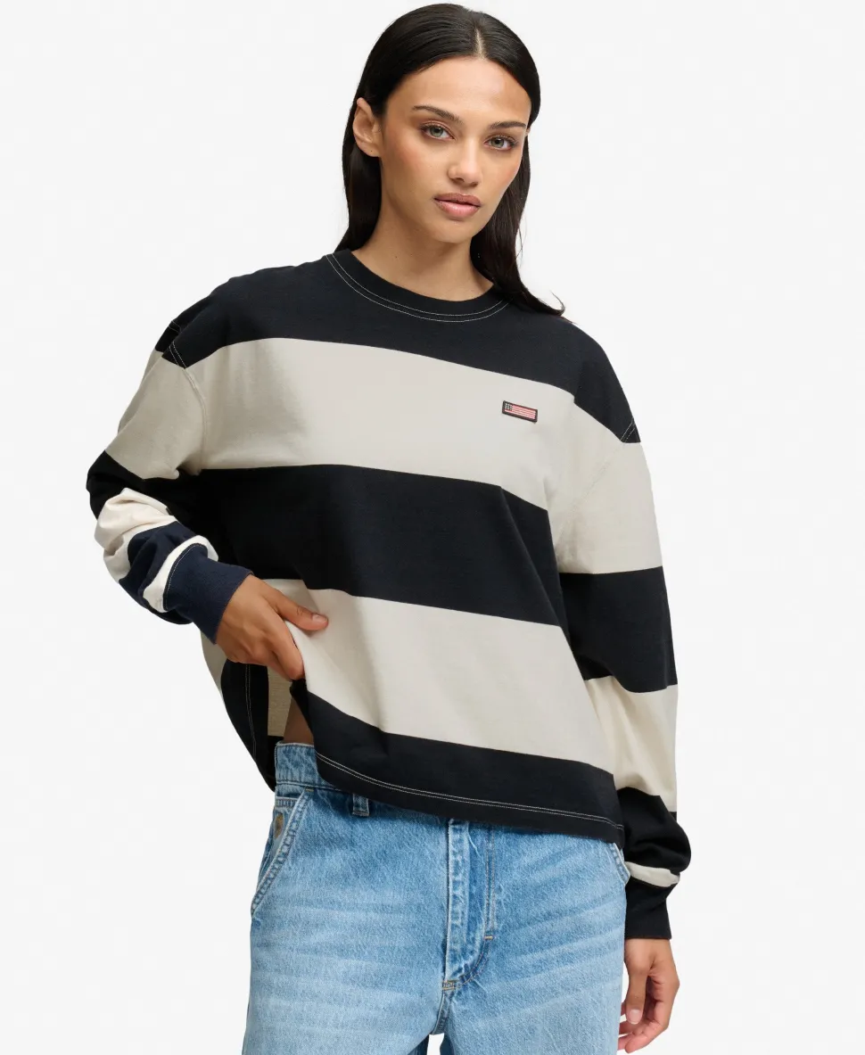 Athletic Essentials Stripe Slouchy Sweatshirt