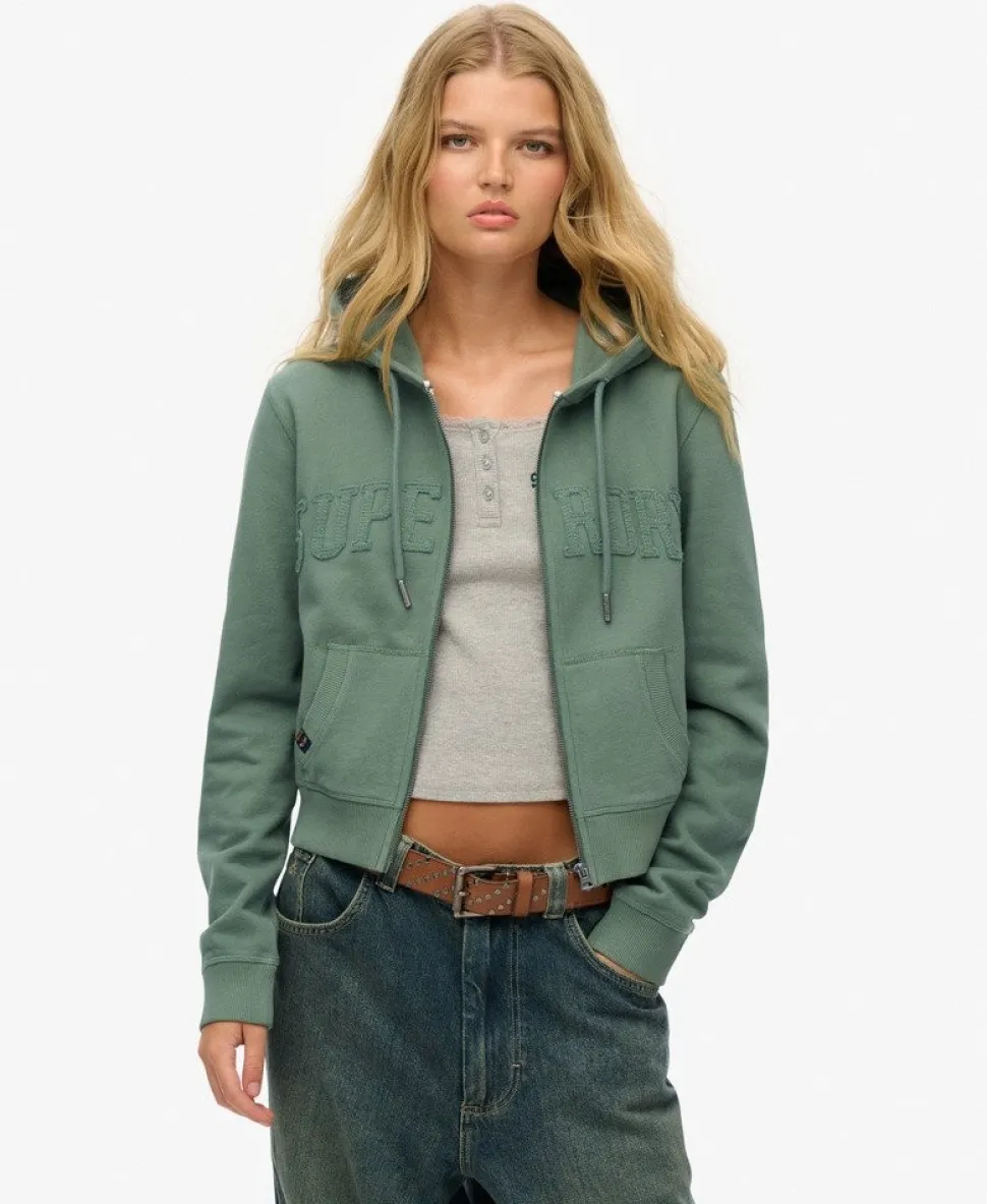 Athletic Essentials Tonal Cropped Zip Hoodie