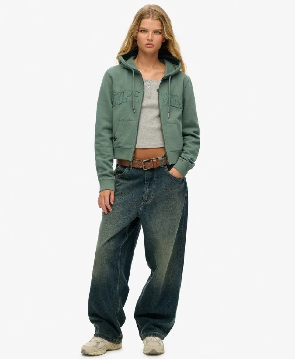 Athletic Essentials Tonal Cropped Zip Hoodie