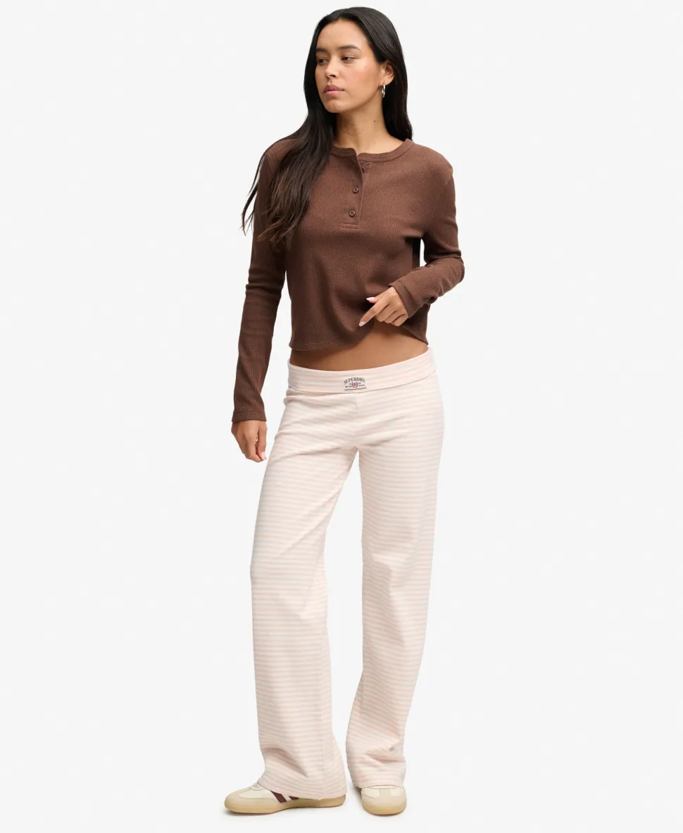 Athletic Essential Waffle Button Long Sleeve Top