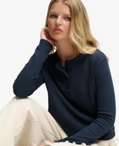 Athletic Essential Waffle Button Long Sleeve Top