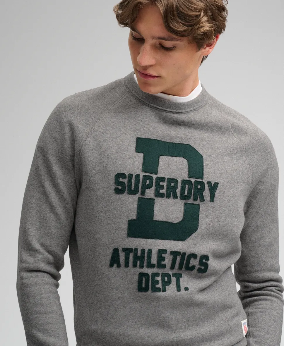 Athletic Felt Applique Crew Neck Sweatshirt
