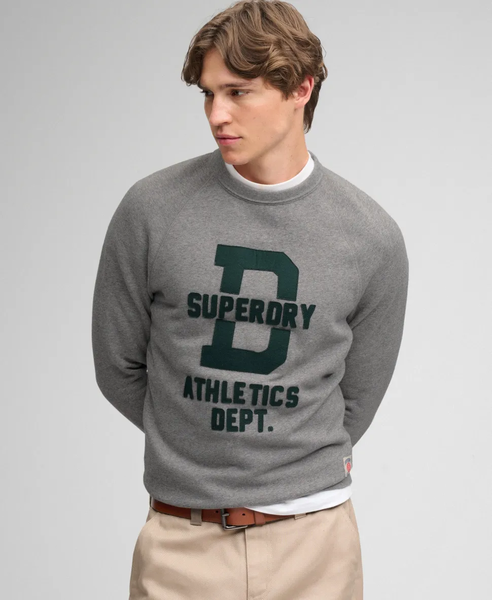 Athletic Felt Applique Crew Neck Sweatshirt