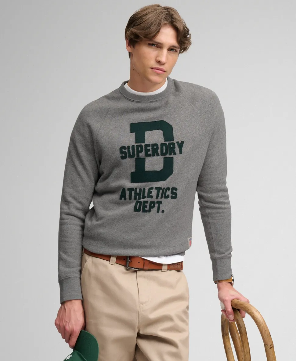 Athletic Felt Applique Crew Neck Sweatshirt