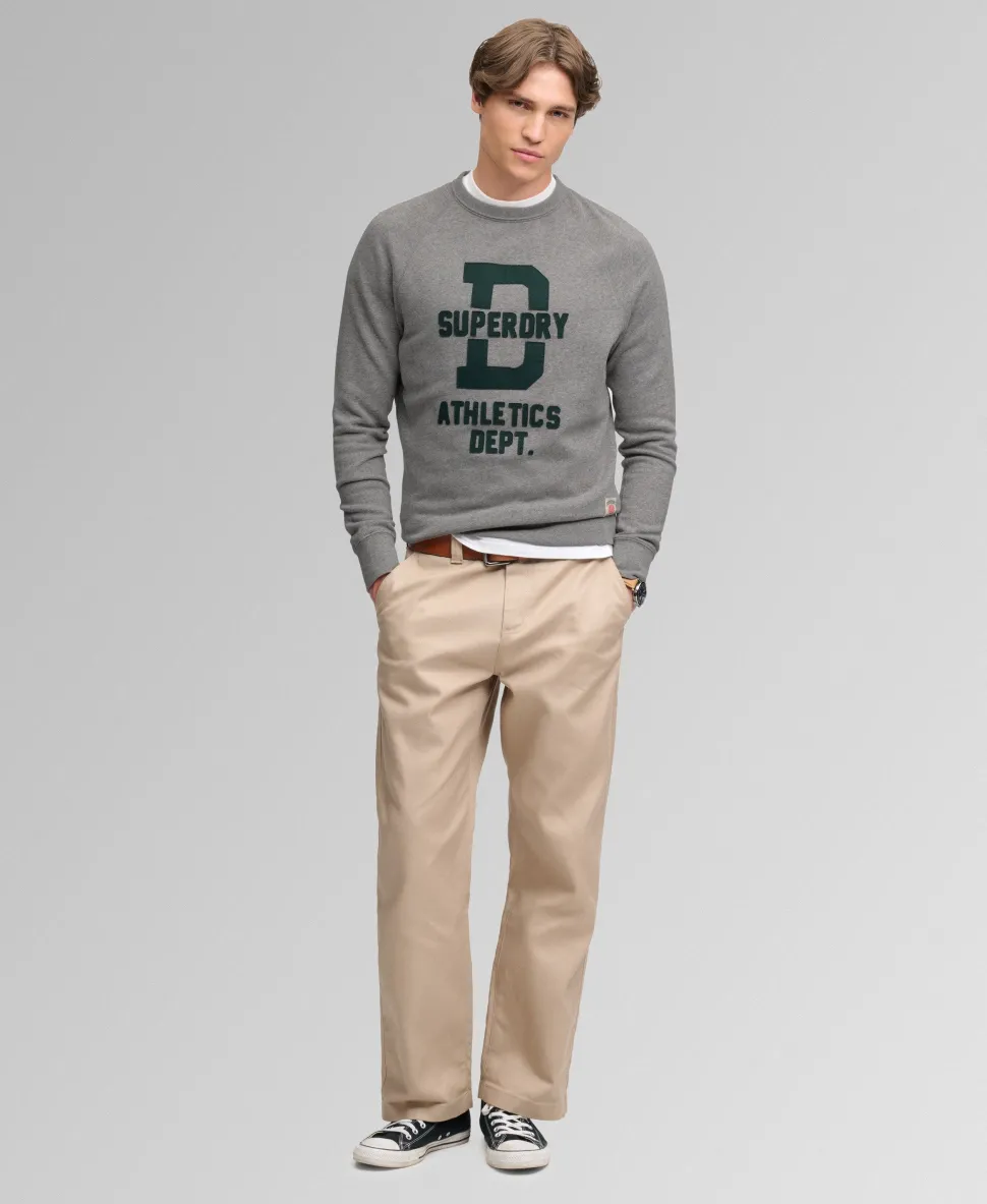 Athletic Felt Applique Crew Neck Sweatshirt