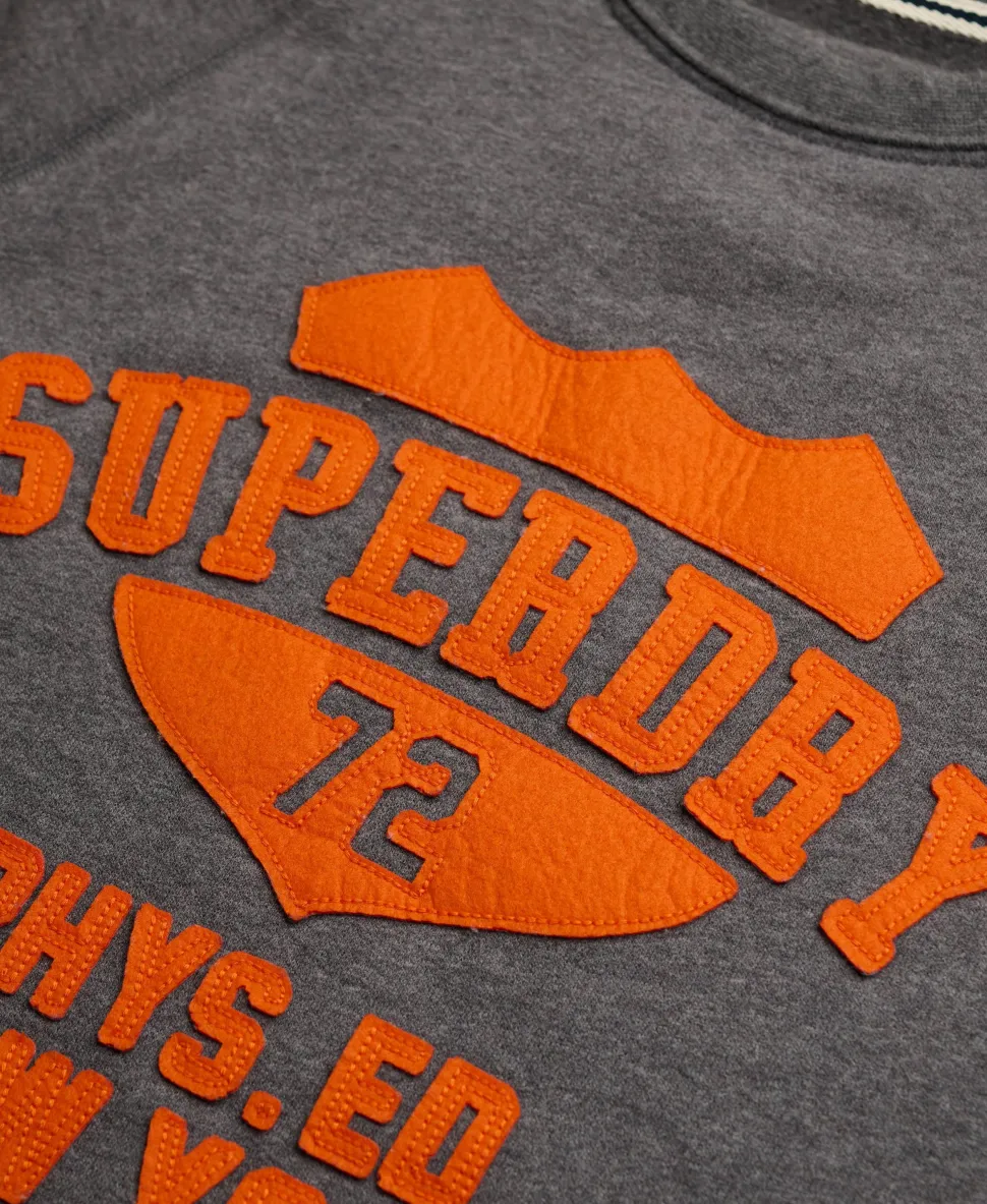 Athletic Felt Applique Crew Neck Sweatshirt