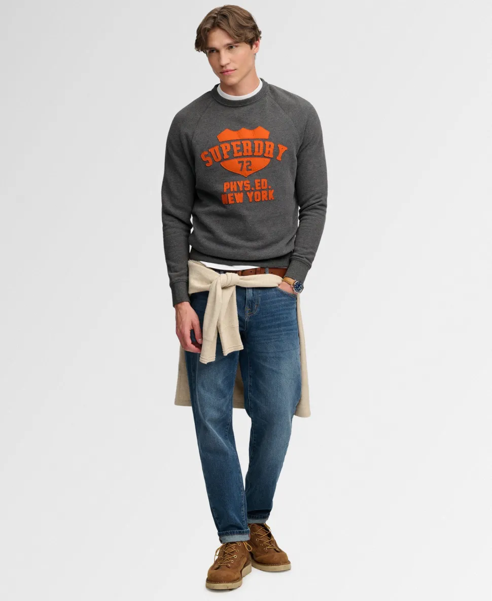 Athletic Felt Applique Crew Neck Sweatshirt