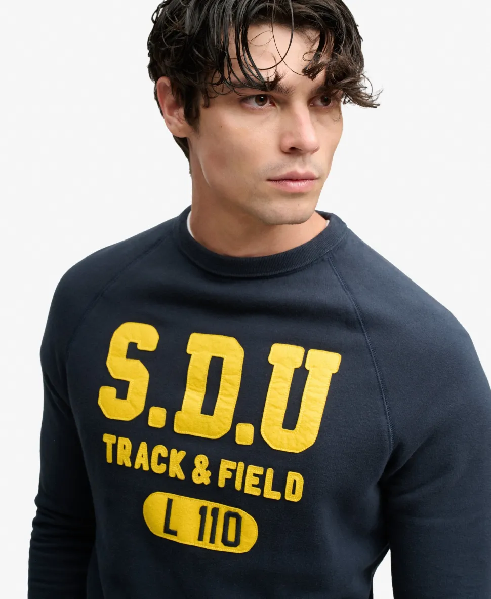 Athletic Felt Applique Crew Neck Sweatshirt
