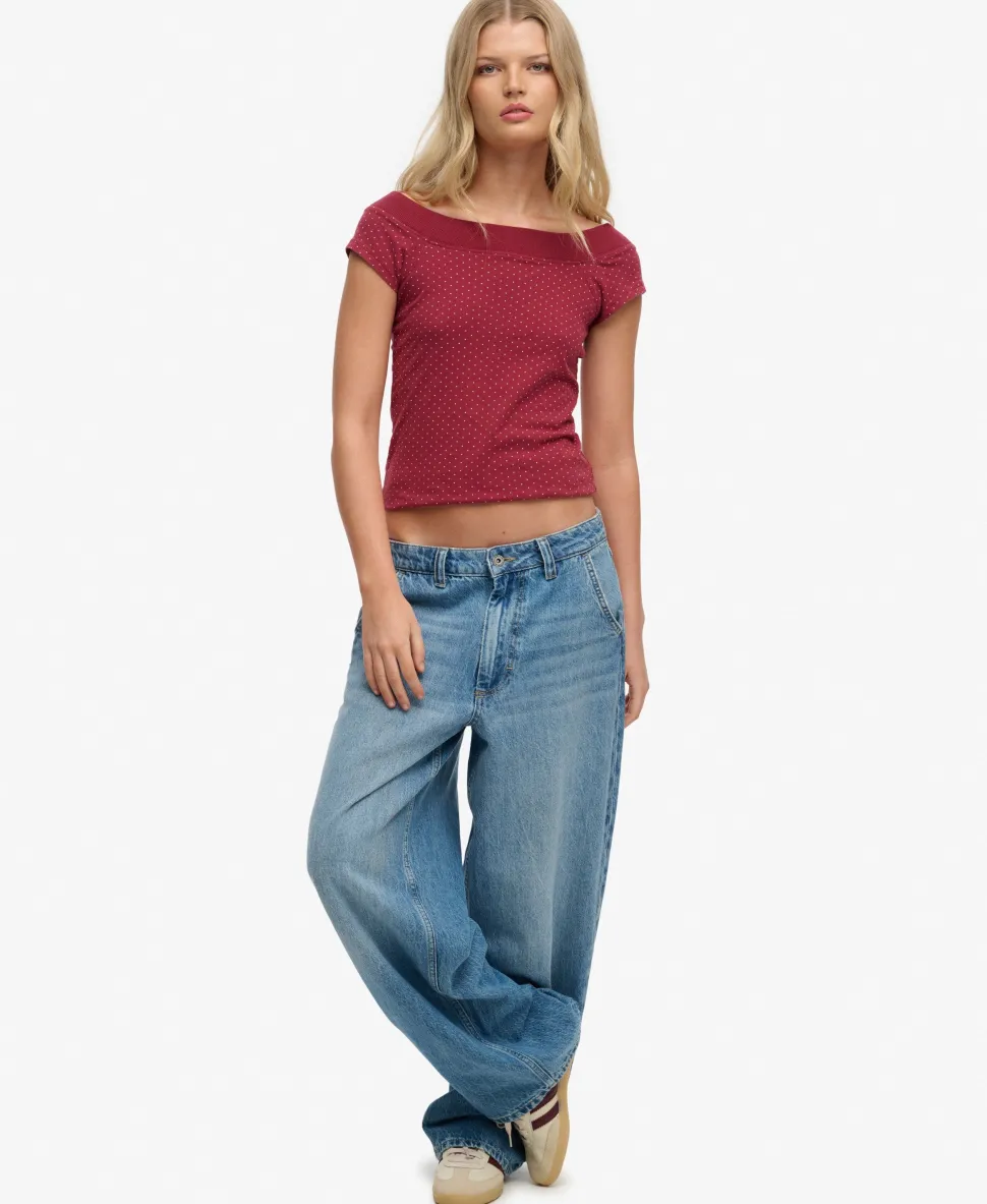 Athletic Off Shoulder Pattern Top