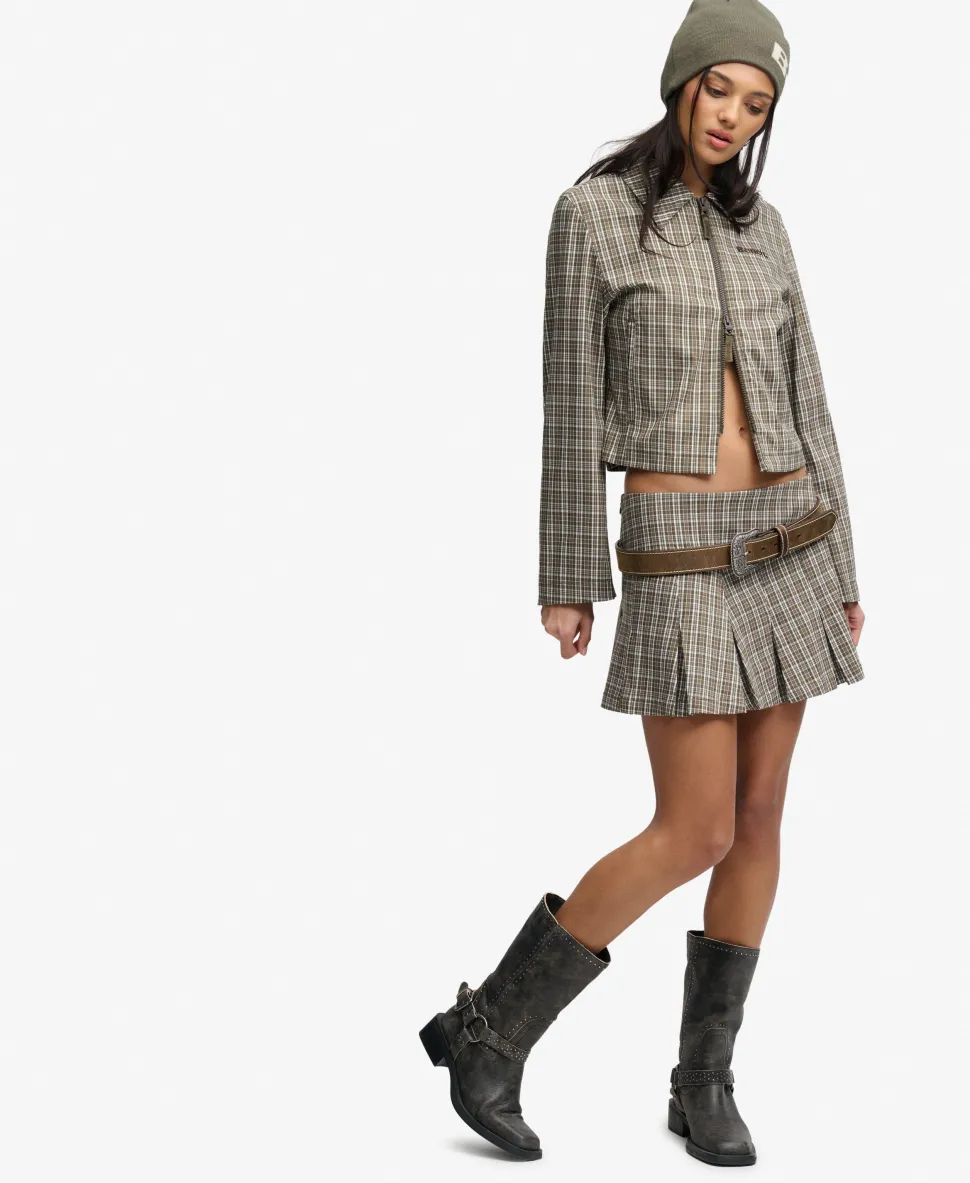 Bench Double Zip Collared Check Jacket