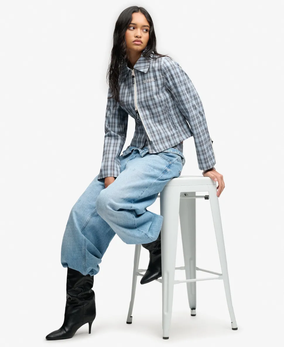 Bench Double Zip Collared Check Jacket