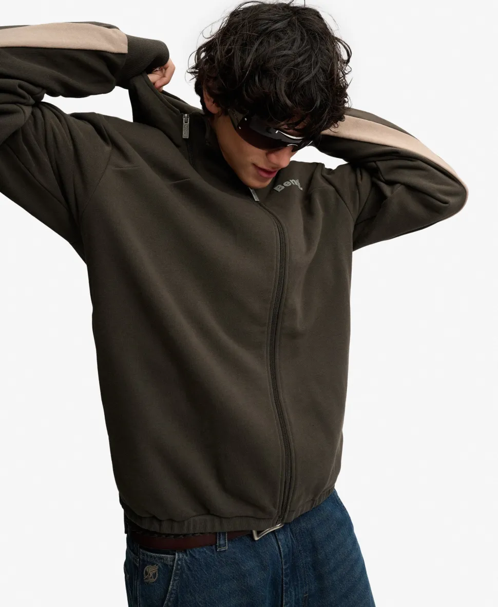 Bench Double Zip Hooded Stripe Sweatshirt