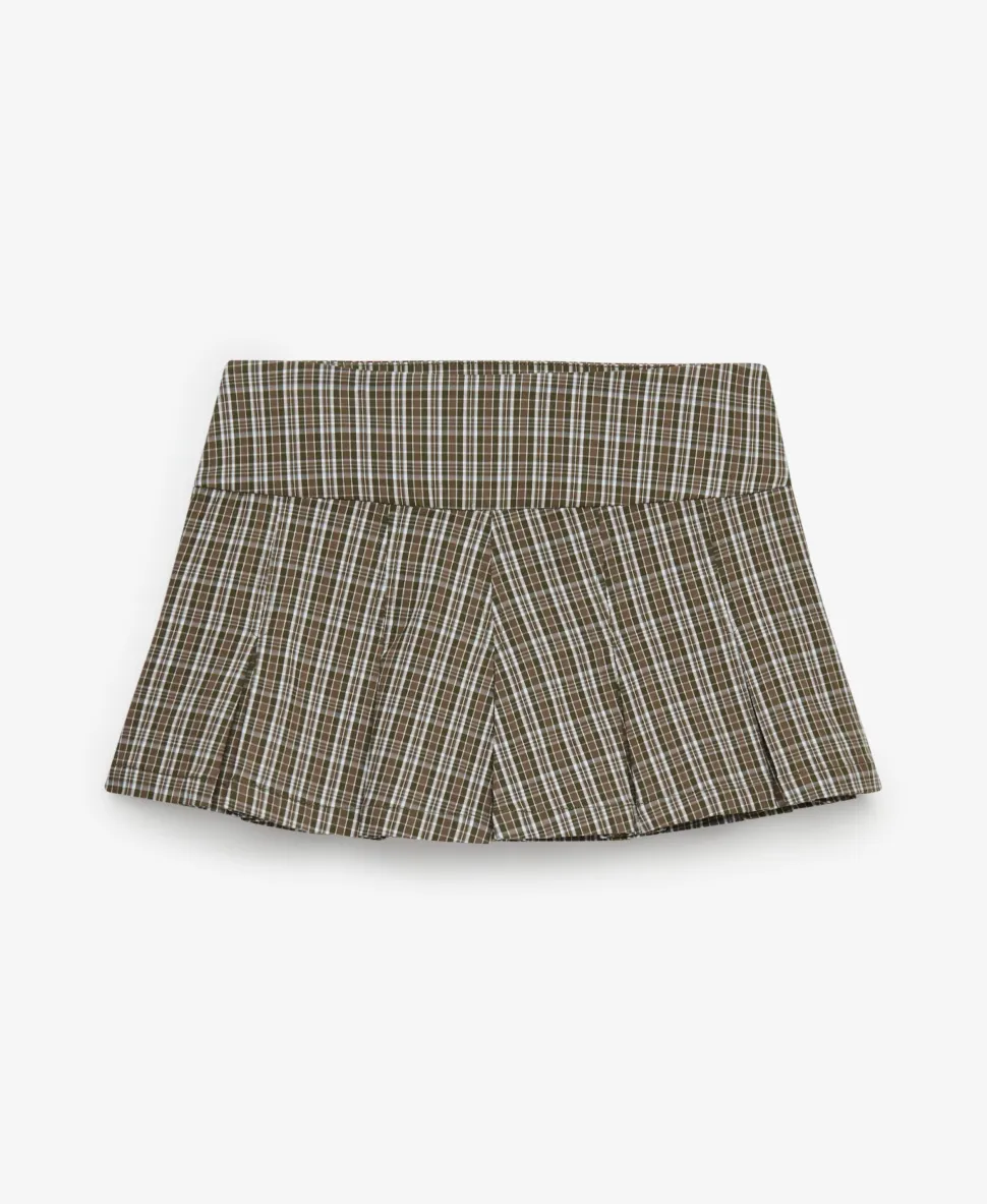 Bench Logo Pleated Check Mini Skirt