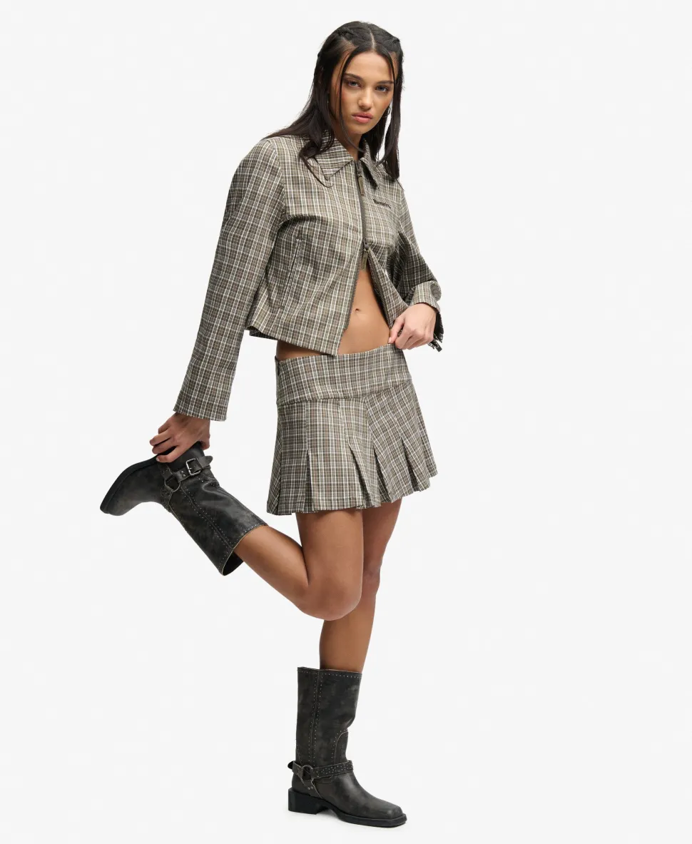 Bench Logo Pleated Check Mini Skirt
