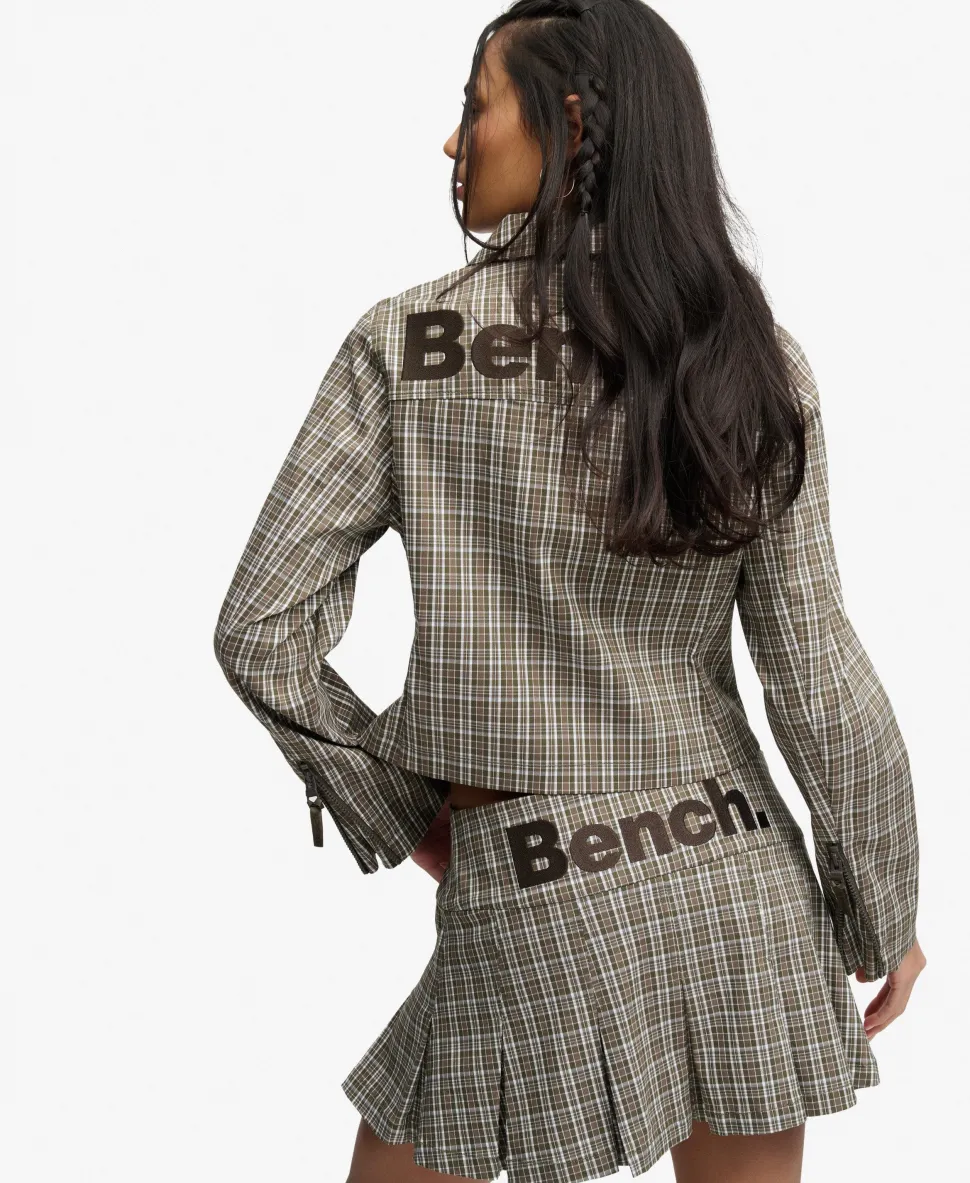 Bench Logo Pleated Check Mini Skirt