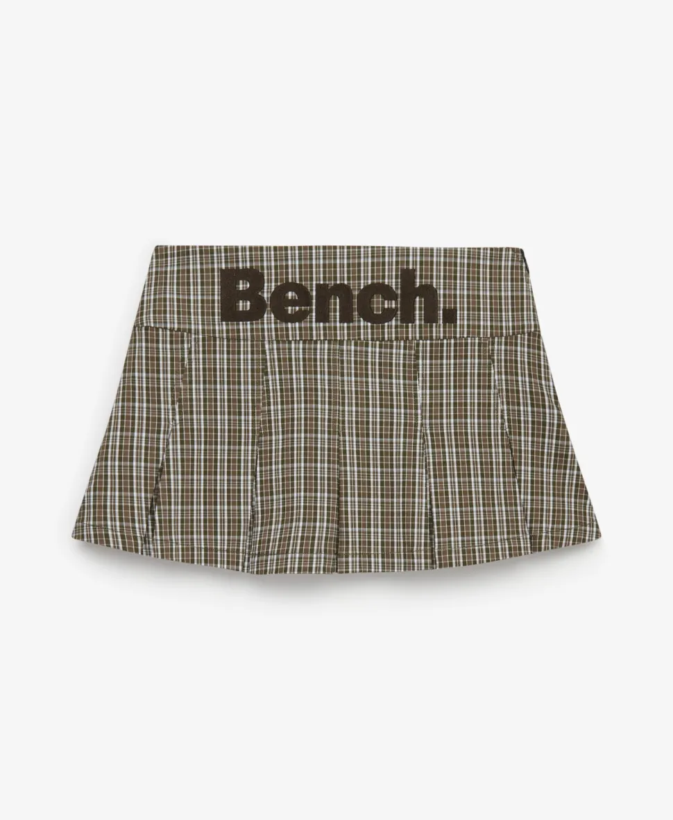 Bench Logo Pleated Check Mini Skirt