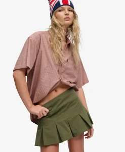 Bench Logo Pleated Peached Mini Skirt