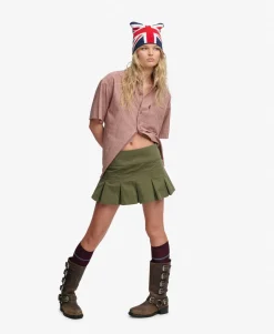 Bench Logo Pleated Peached Mini Skirt