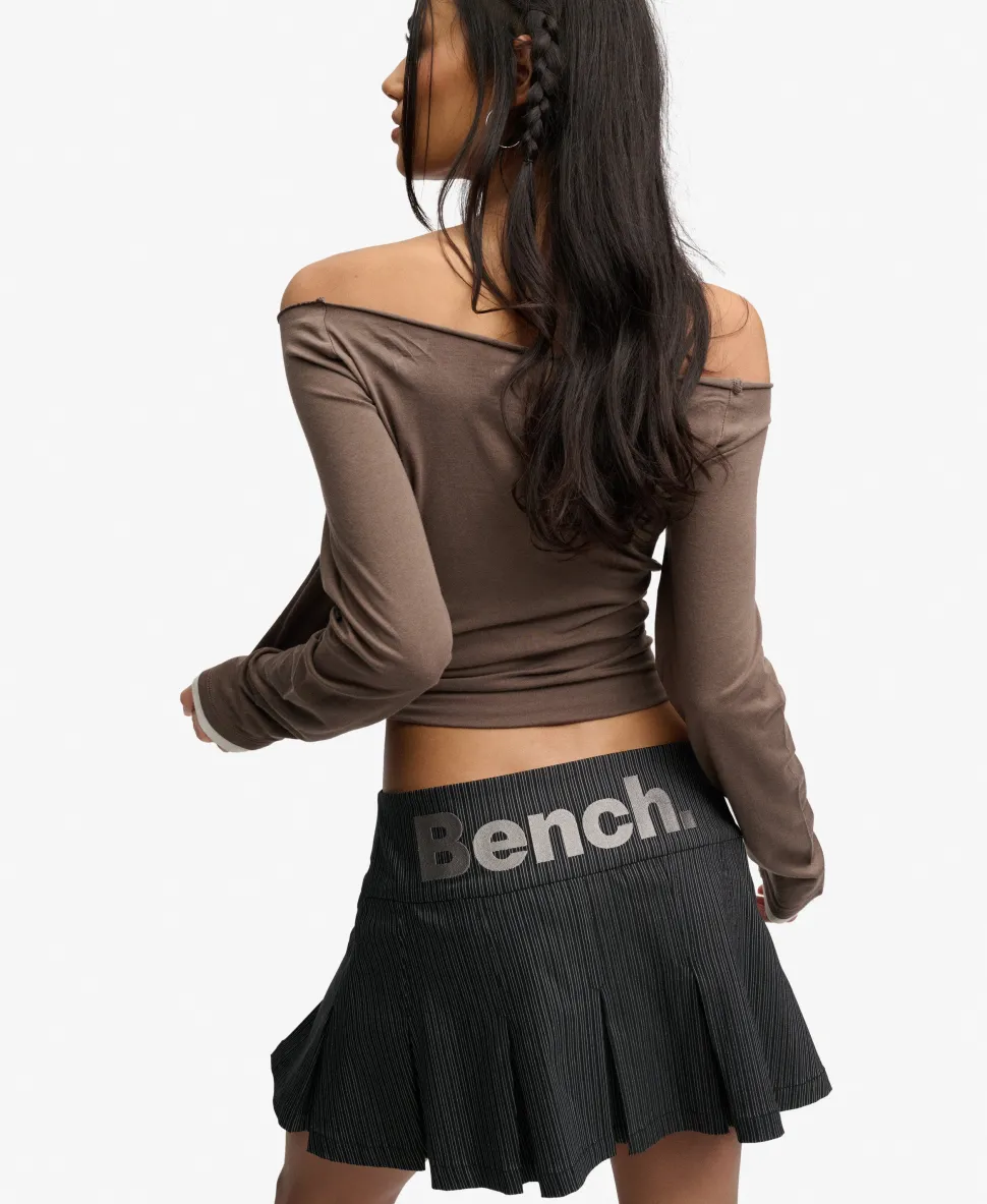 Bench Logo Pleated Stripe Mini Skirt