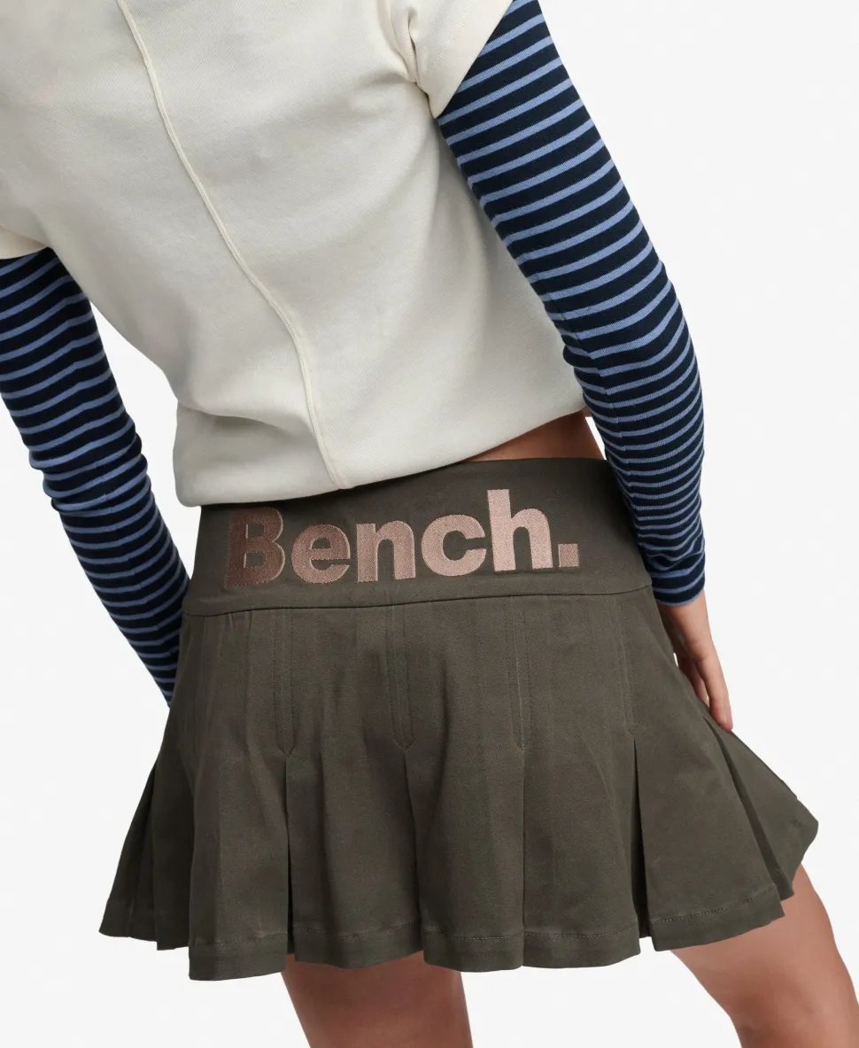 Bench Logo Pleated Twill Mini Skirt