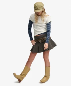 Bench Logo Pleated Twill Mini Skirt