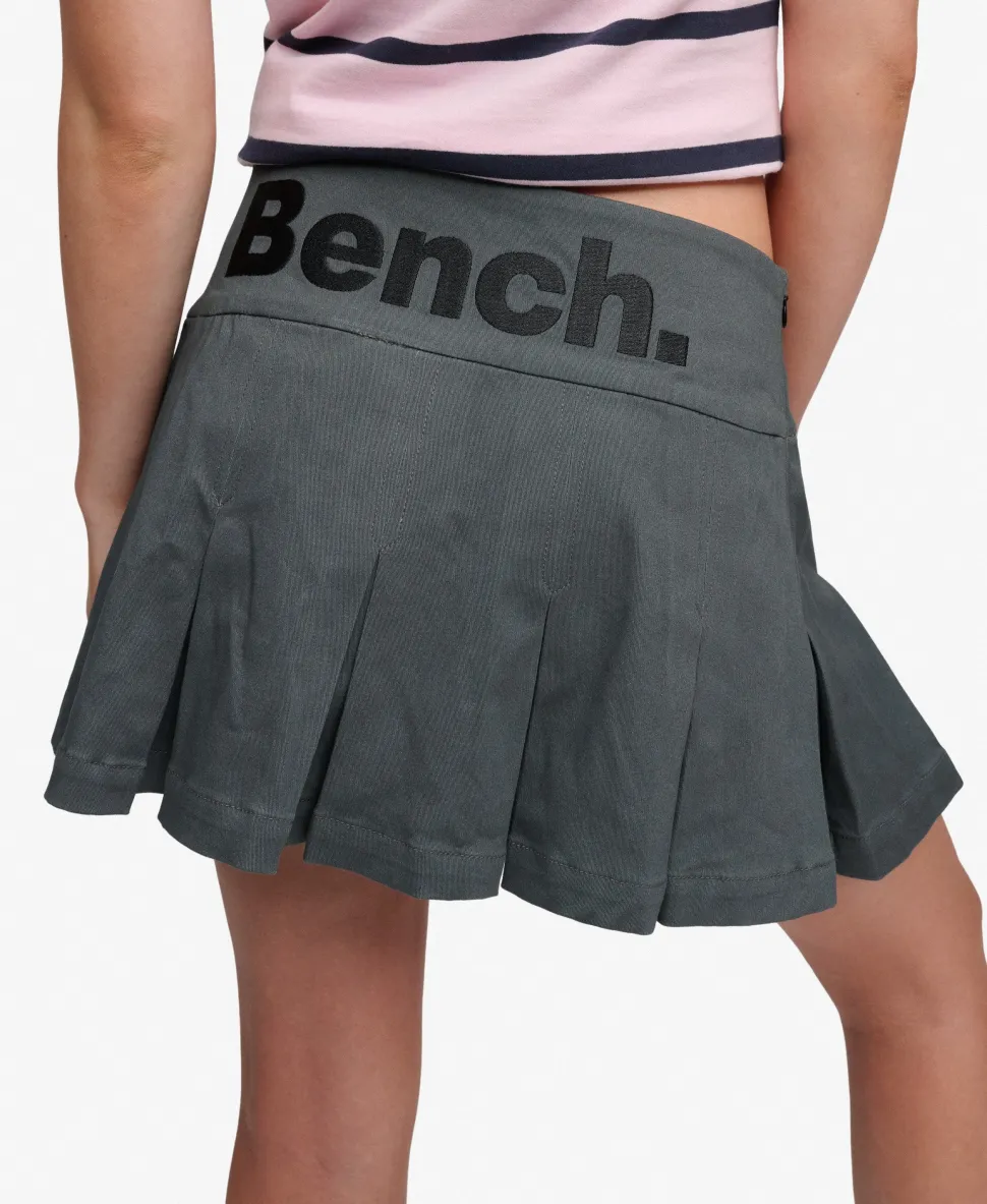 Bench Logo Pleated Twill Mini Skirt