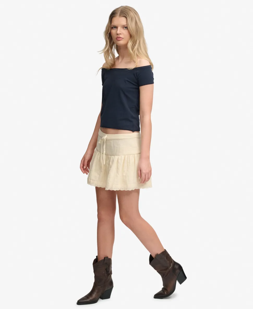 Broderie Trim Mini Skirt