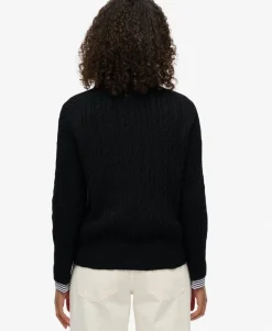 Brushed Cable Knit Henley Jumper