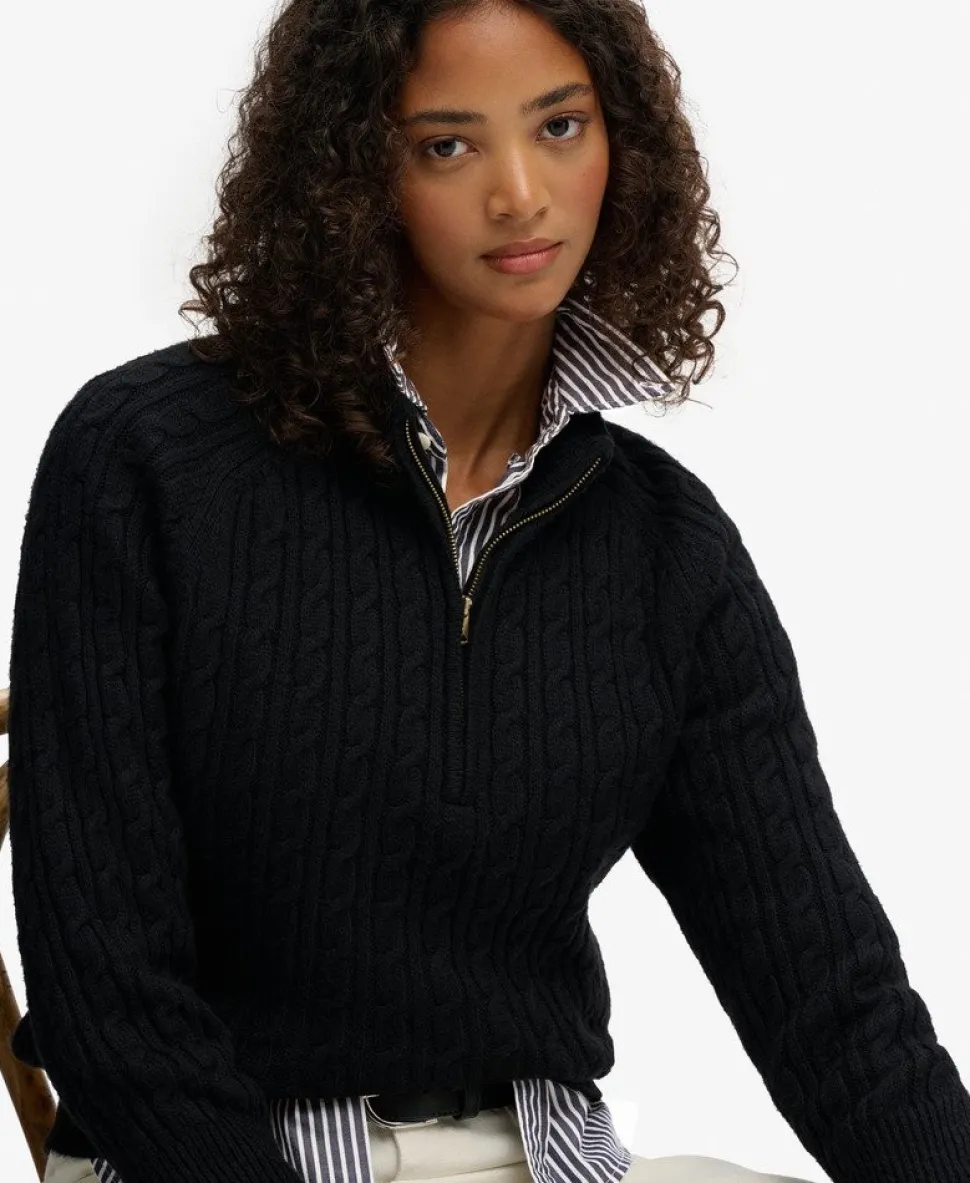 Brushed Cable Knit Henley Jumper