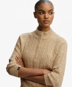 Brushed Cable Knit Henley Jumper