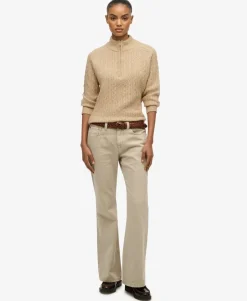 Brushed Cable Knit Henley Jumper