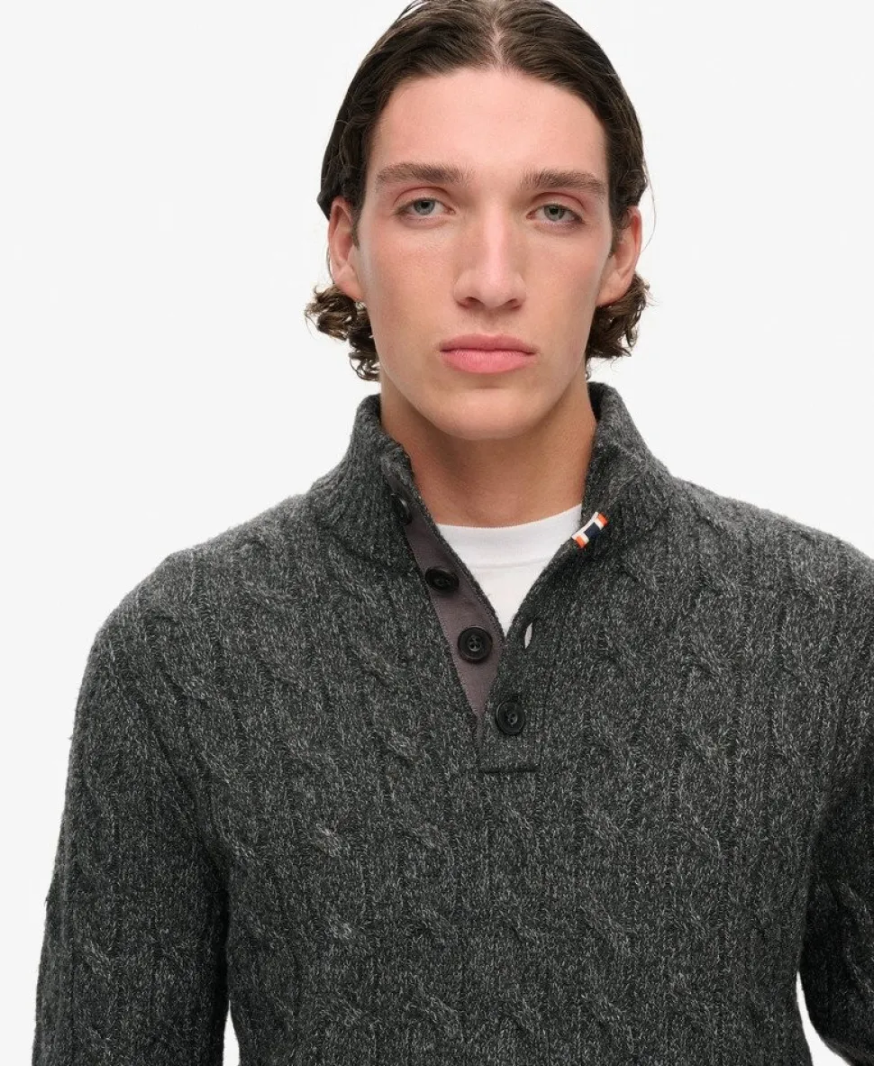 Cable Button Neck Jumper