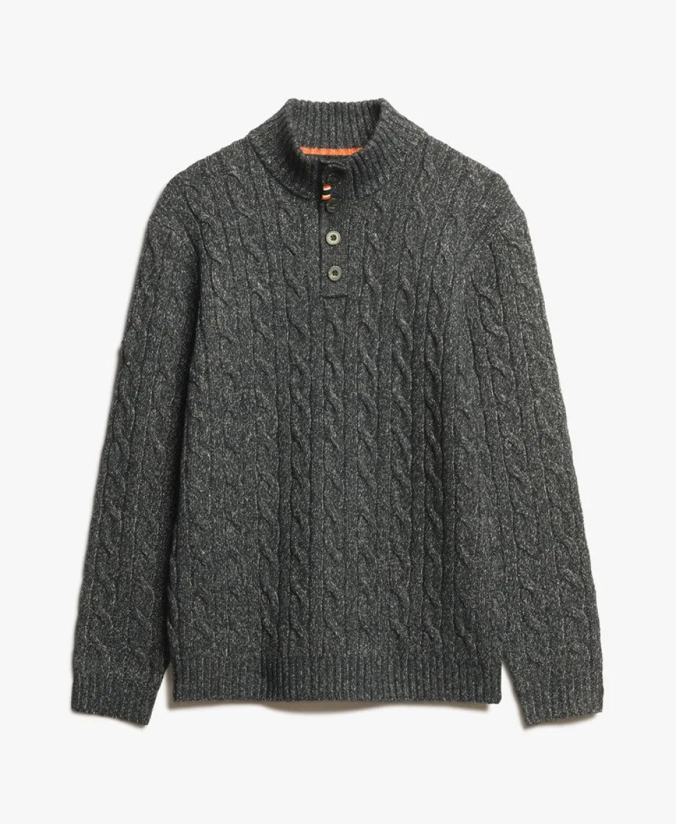 Cable Button Neck Jumper