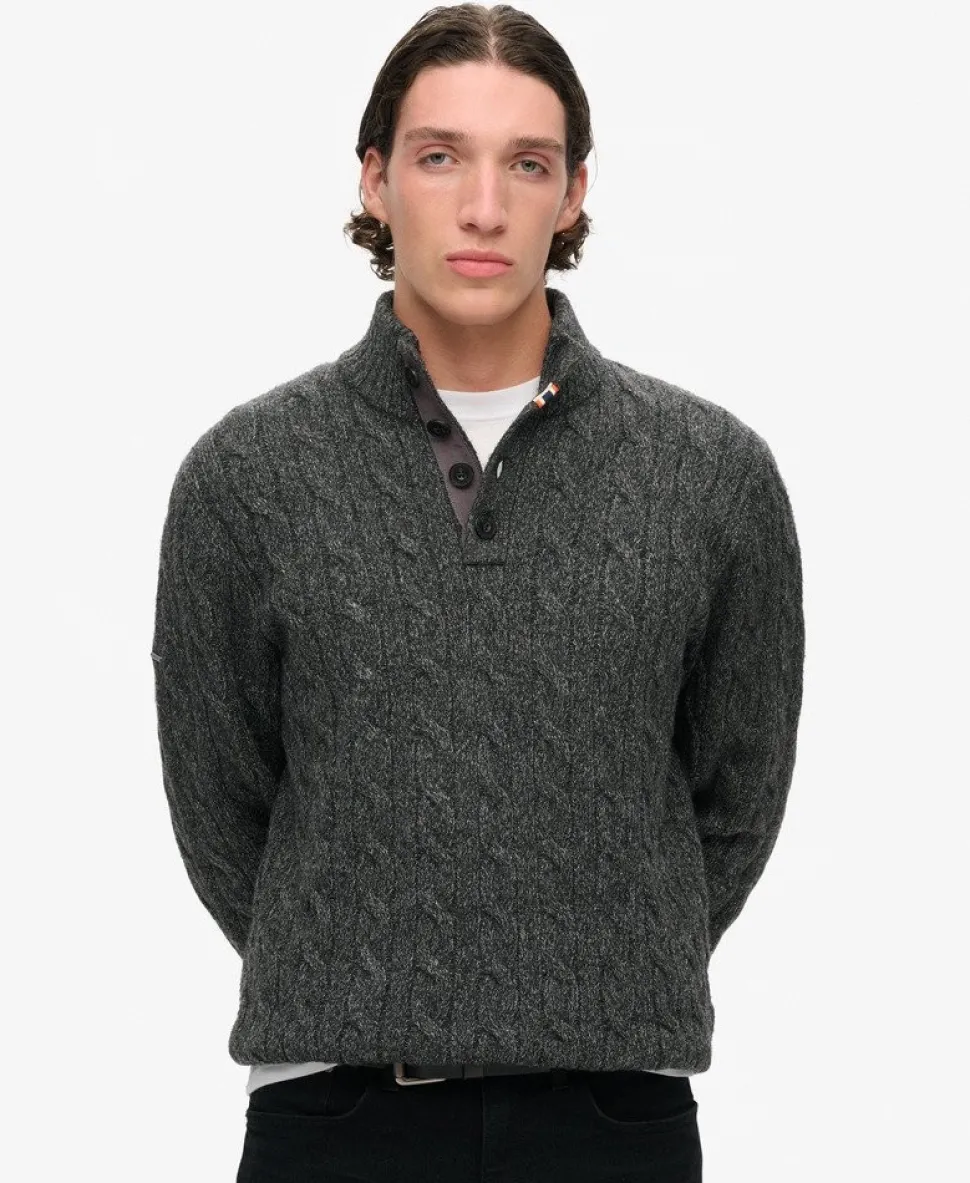 Cable Button Neck Jumper