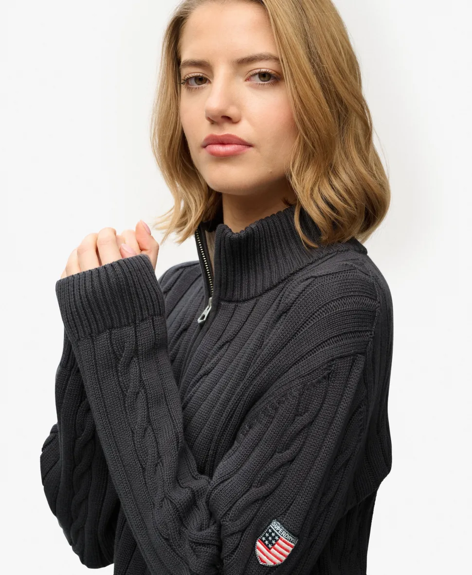 Cable Half Zip Knit