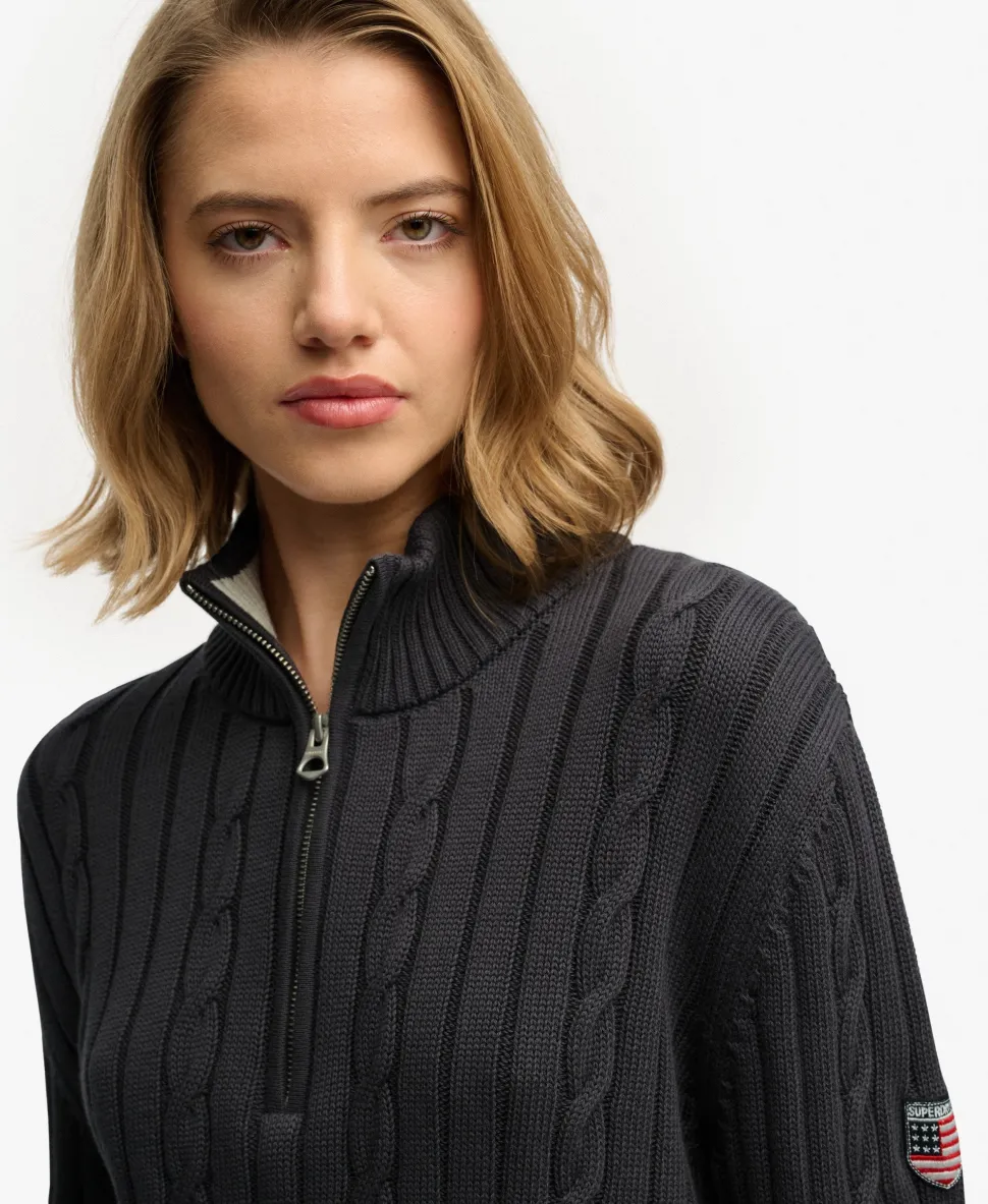 Cable Half Zip Knit