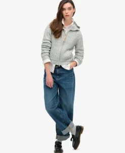 Cable Knit Zip Up Jumper