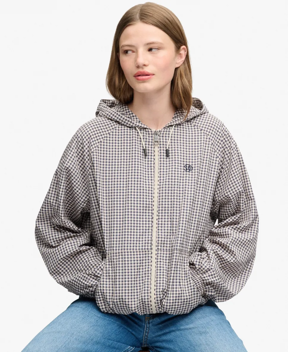 Checked Raglan Windbreaker Jacket