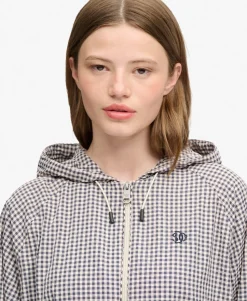 Checked Raglan Windbreaker Jacket