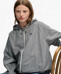 Checked Raglan Windbreaker Jacket