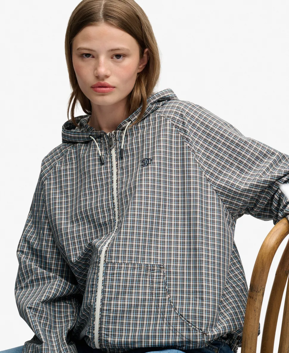 Checked Raglan Windbreaker Jacket