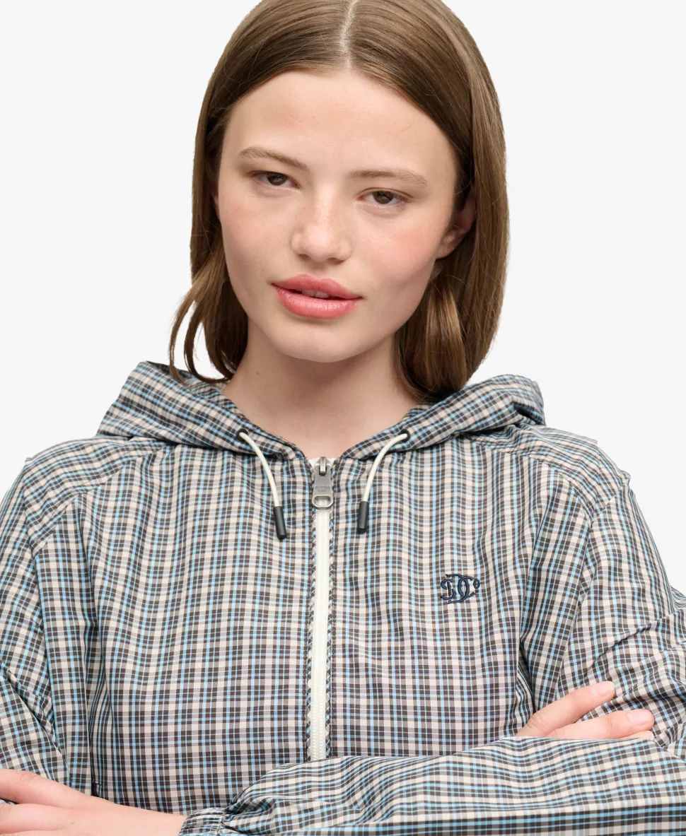 Checked Raglan Windbreaker Jacket