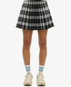 Check Pleated Mini Skirt