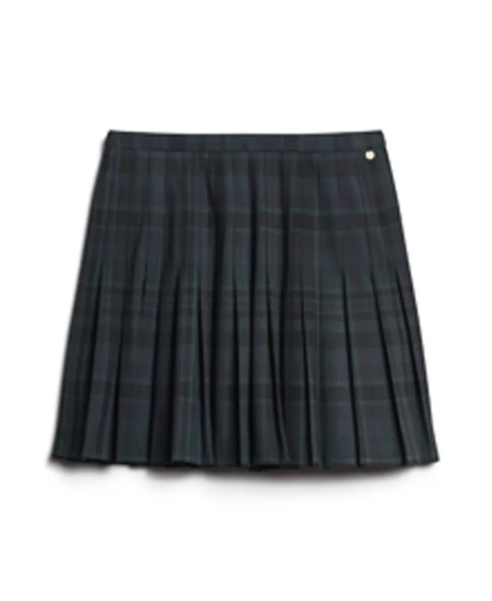 Check Pleated Mini Skirt
