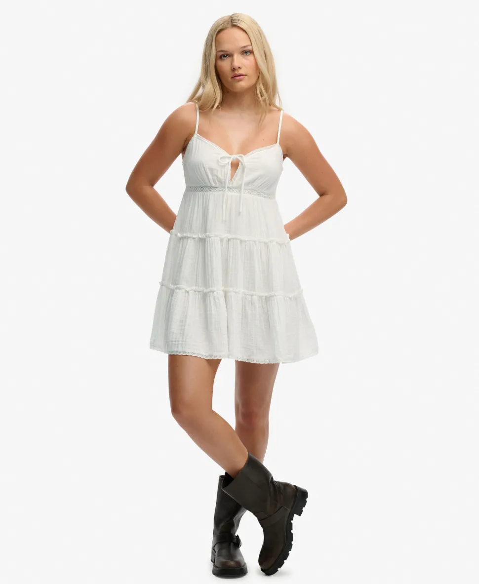 Cheesecloth Tiered Mini Dress