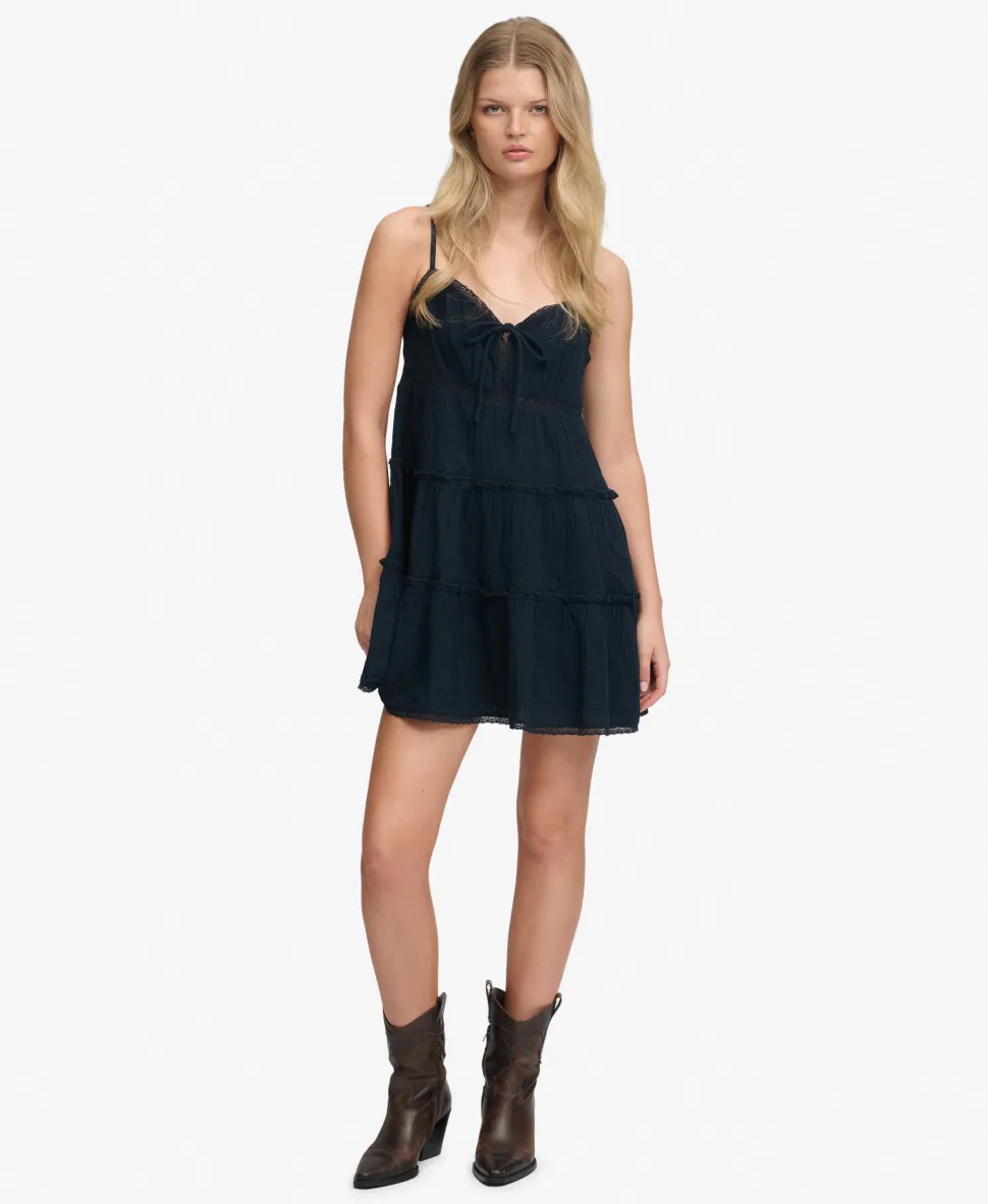 Cheesecloth Tiered Mini Dress