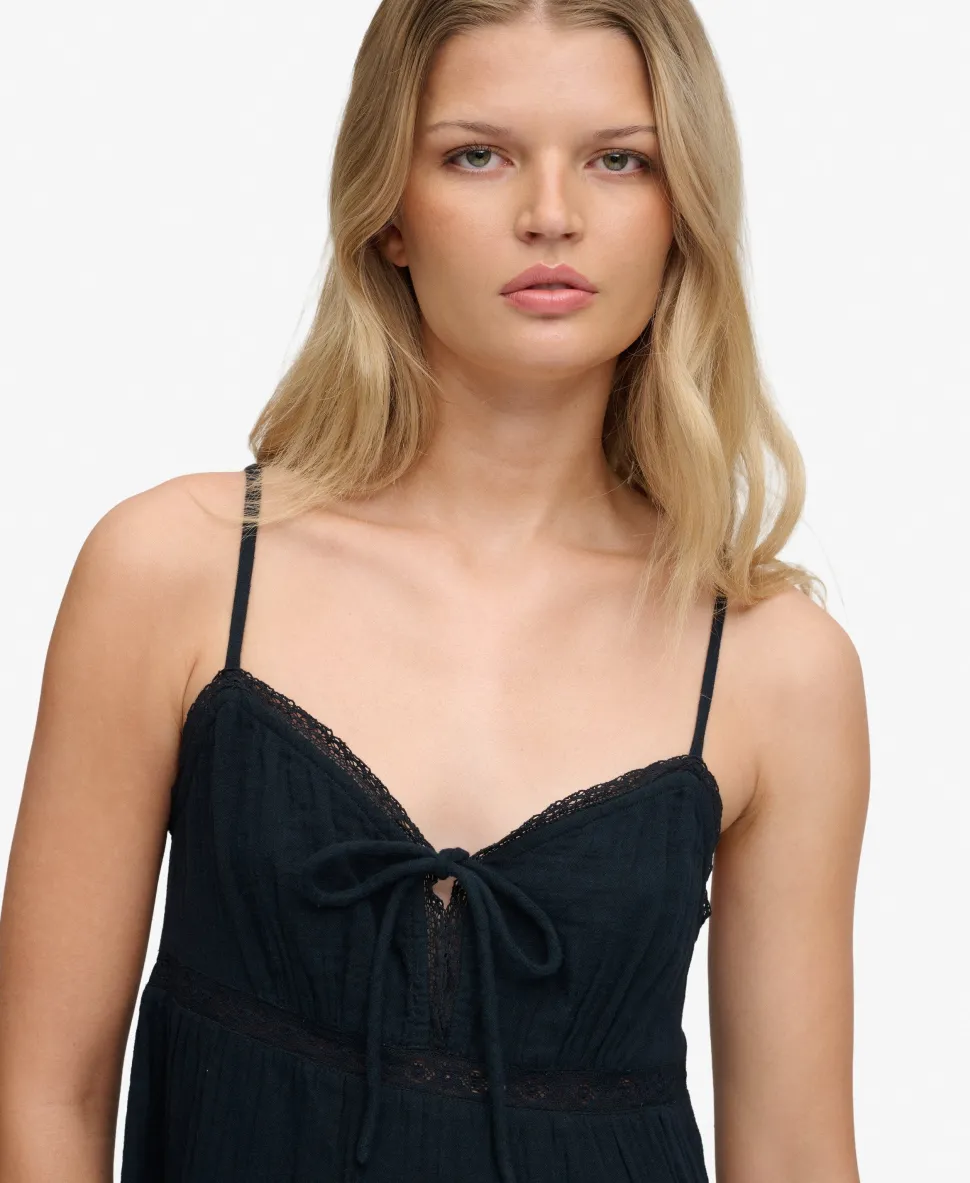 Cheesecloth Tiered Mini Dress