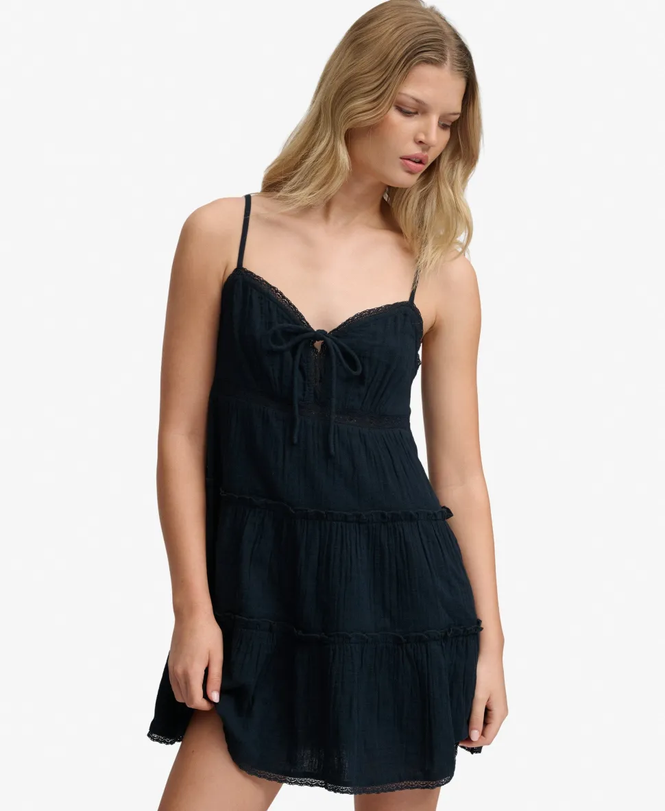 Cheesecloth Tiered Mini Dress