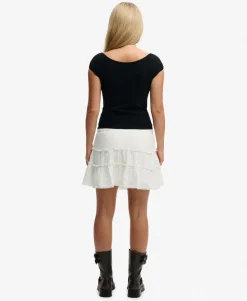 Cheesecloth Tiered Mini Skirt