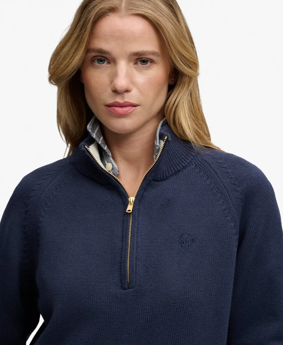 Classic Cotton Knit Half Zip Jumper